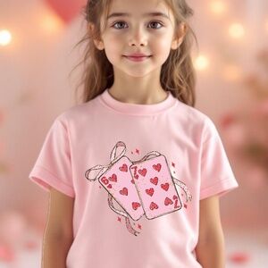 67 Valentine's day Hearts cards Kids T-shirt 2T- 5T XS-XL New  Lucky 6 7 tee